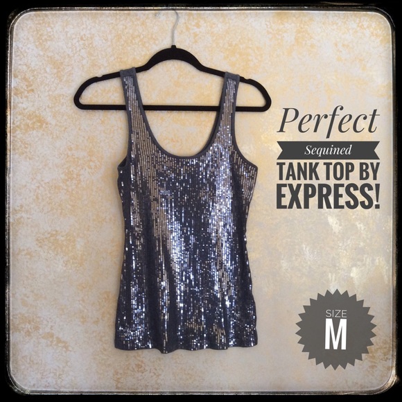 Express Tops - Express Party Sequin Tank Top